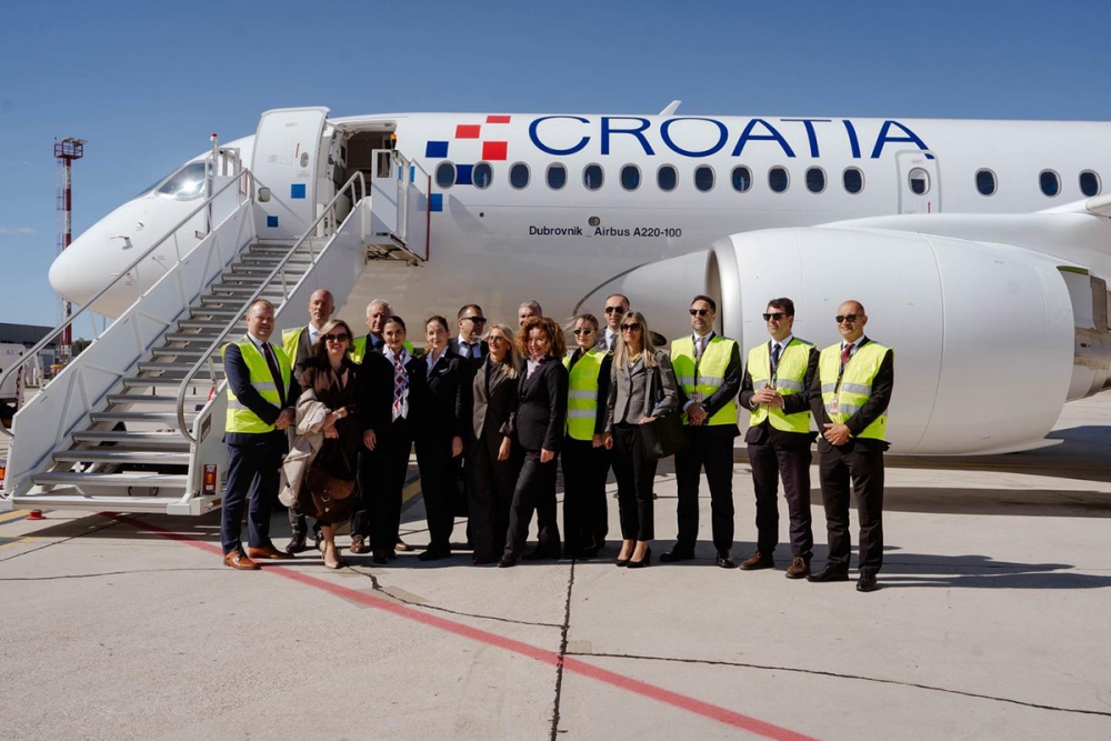 Svečanost u Zračnoj luci Ruđer Bošković; Prvi komercijalni let novog Airbusa A220-100 - Dubrovnik
