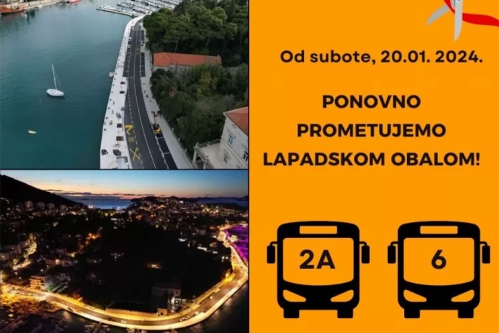 Libertas; Linija 6 od sutra prometuje Lapadskom obalom u smjeru B.Kuka, linija 2A u oba smijera