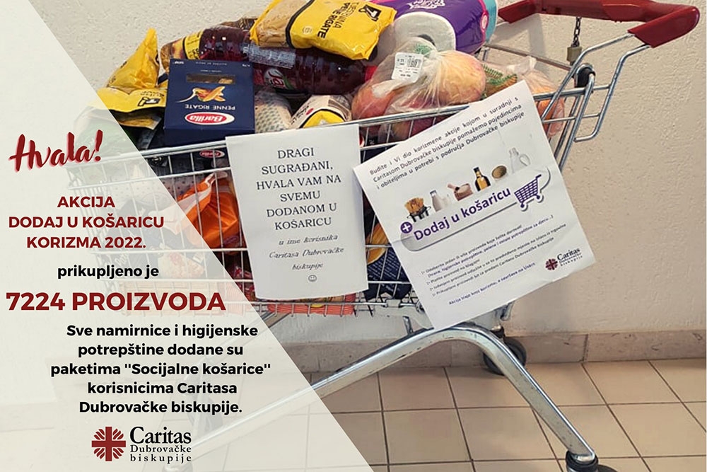 U korizmenoj akciji "Dodaj u ko&scaron;aricu" za korisnike Caritasa donirane 7224 namirnice
