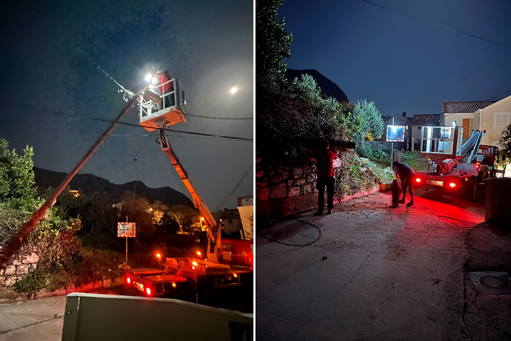 Na Krstacu drveni stup pao u dvori&scaron;te privatnog objekta, privremeno  isključen dio javne rasvjete