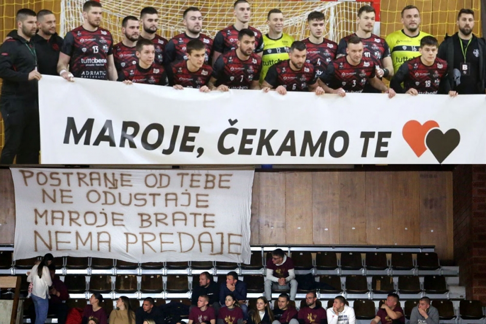Rukometa&scaron;i Ardiaeia na utakmicu iza&scaron;li s transparentom: Maroje, čekamo te!