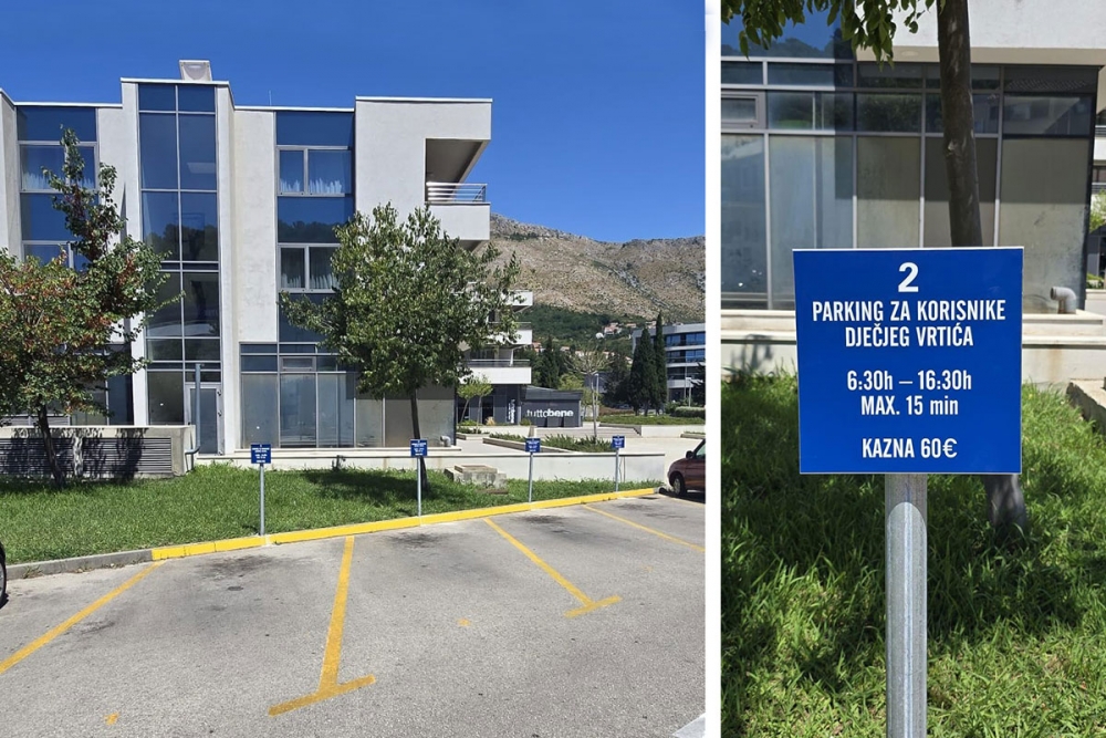 Nove info table za parking ispred vrtića, na ovima je naveden i iznos propisane kazne