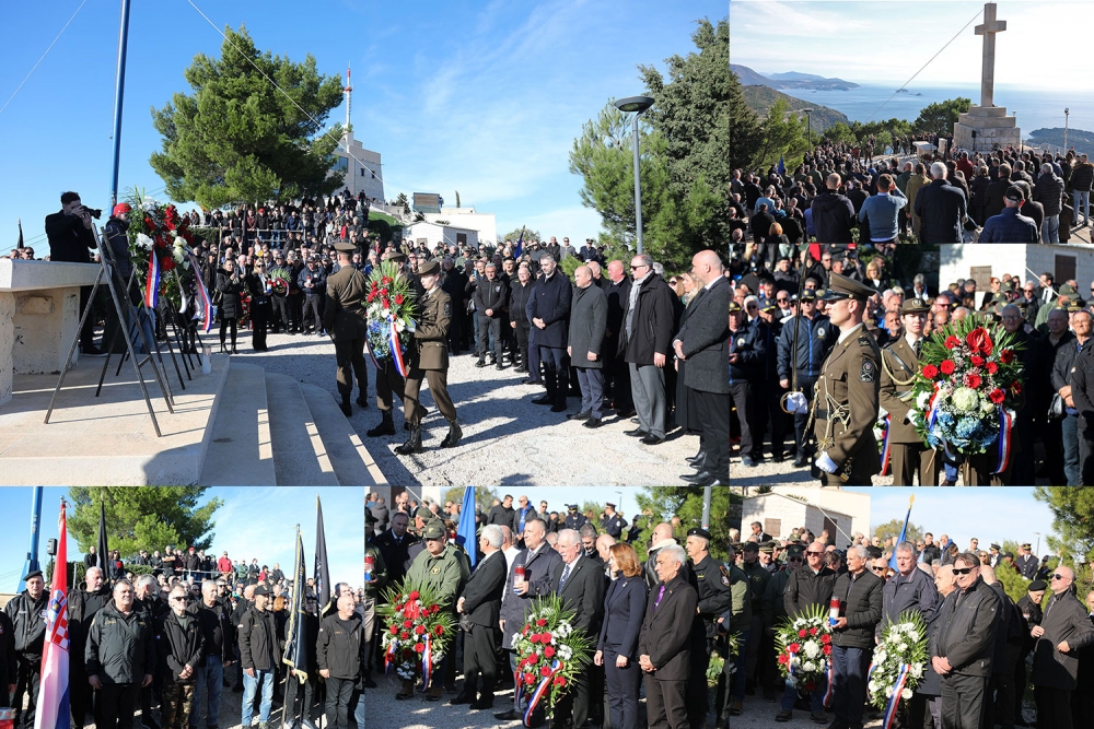 Dan dubrovačkih branitelja; Polaganje cvijeća i paljenje svijeća kod Križa na Srđu (FOTOGALERIJA)