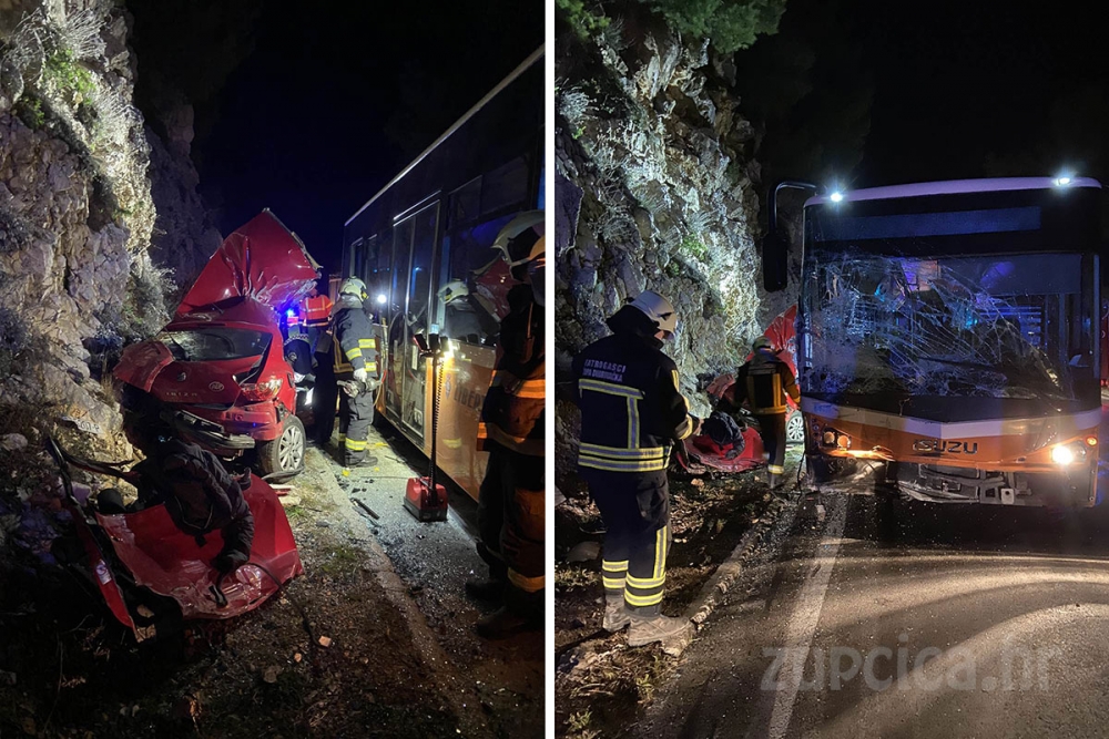 Teška prometna nesreća u usjeku ispod Vidikovca prema Dupcu, ozlijeđena jedna osoba (FOTO)