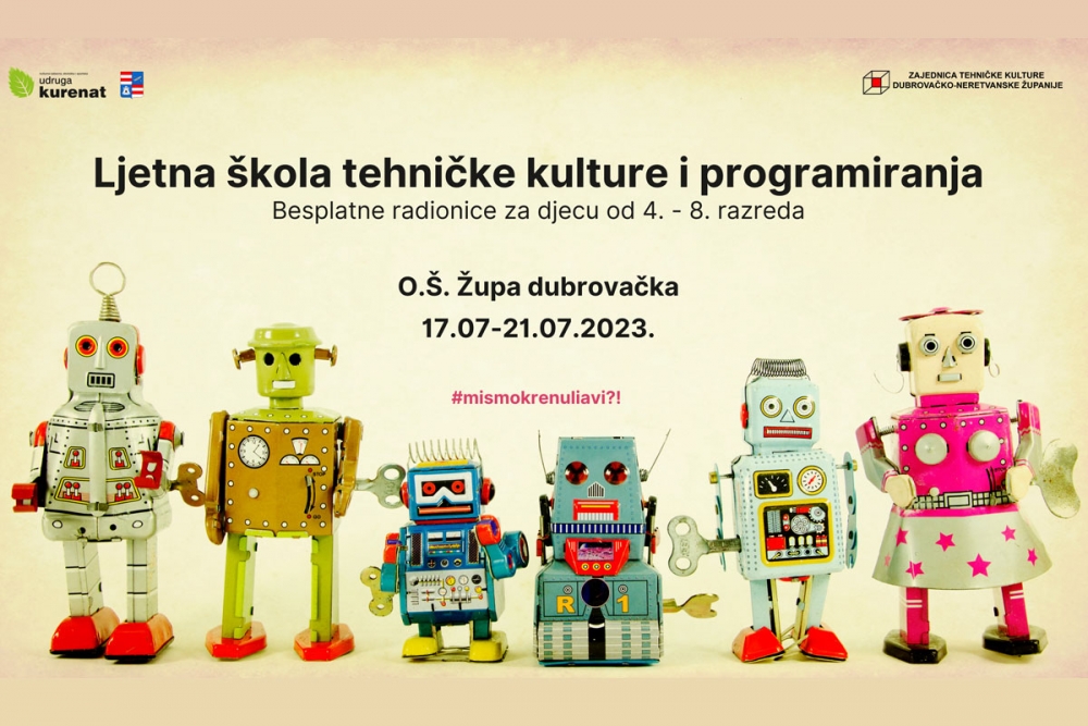 Besplatne radionice Ljetne &scaron;kole tehničke kulture i programiranja za učenike od 4.-8. razreda